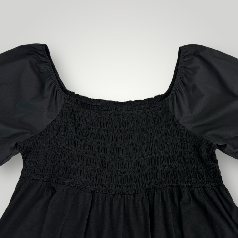 NEW $45 TORRID Babydoll Shirt Top Black Smocked Puff Sleeve Womans 4X Tunic NWT - Picture 4 of 7